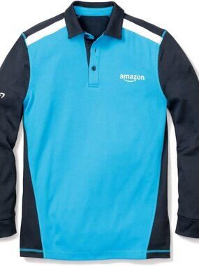 Amazon Delivery Driver Long Sleeve Polo Shirt XL Black Blue Costume